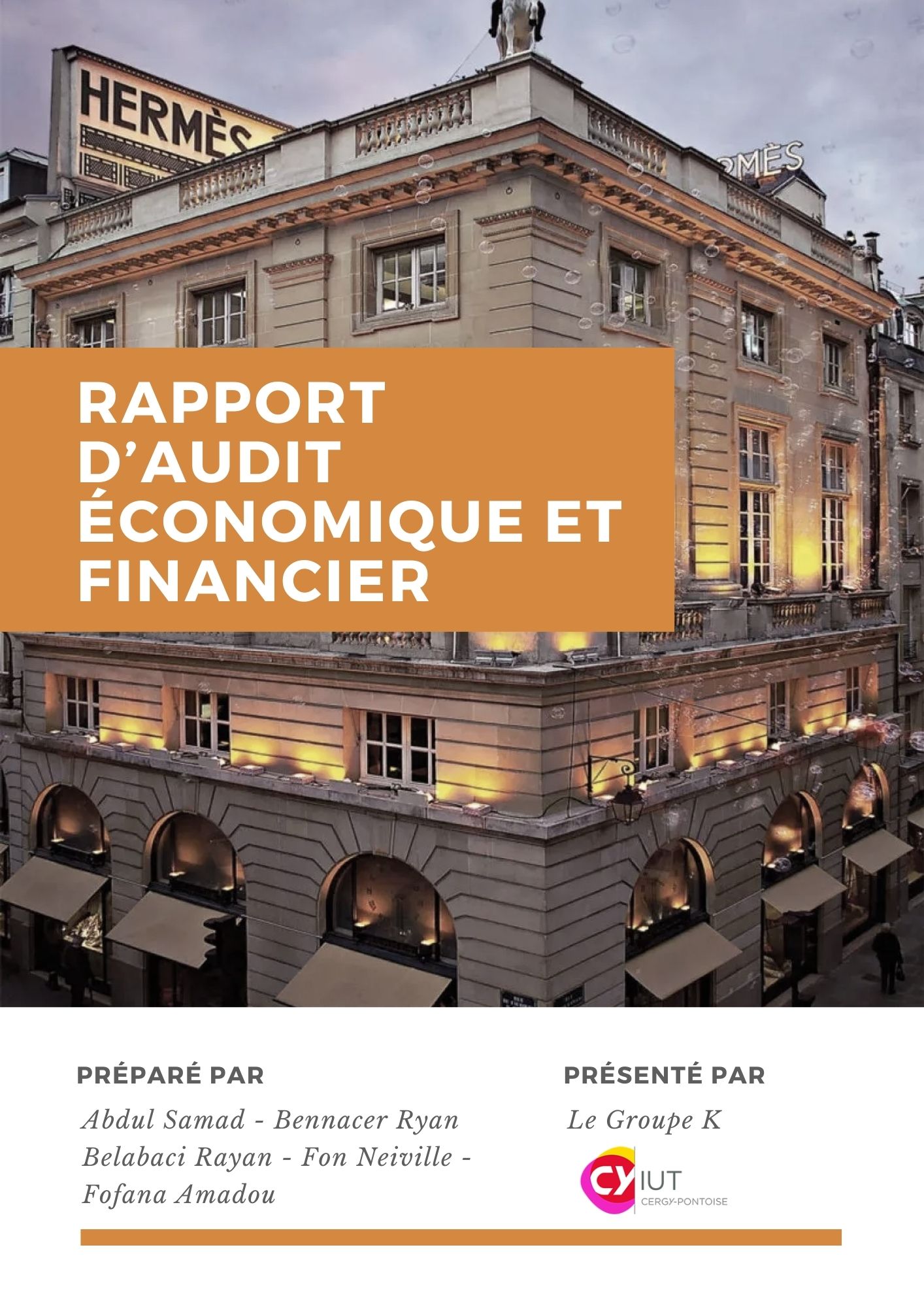 première de couverture du rapport de l'audit économique et financier du groupe de Samad